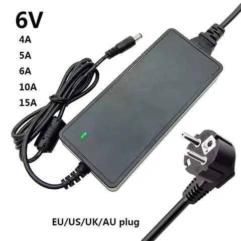 DC 6V 6A 6V10A 6V 10A Power Supply Adapter 6v 5a 15A 4A 10A 6 Volt Switching Power Supply DC6V Converter UK AU US EU Plug Cable