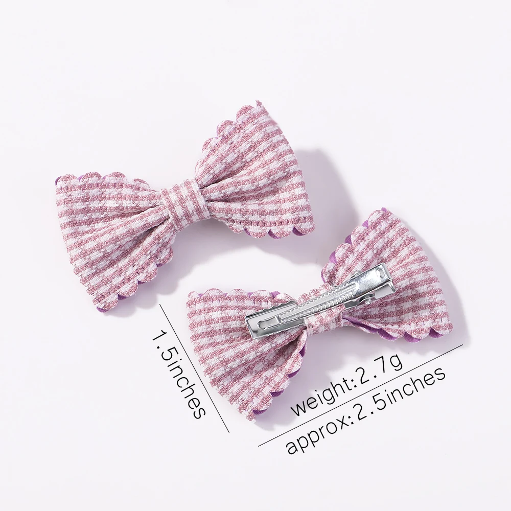 2PCS/Set Spring Cute Plaid Print Hairpins New For Girls Kid Children Sweet Headband Clips Barrettes Fashion Bow Hair Accessories