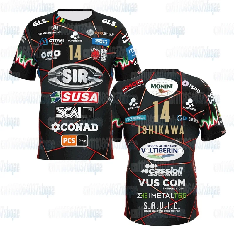 Sir Susa Scai Perugia Volleyballtrikot Kurzarm-Sport-T-Shirt Teamuniform Atmungsaktiv Schnelltrocknend Training Familienoutfit – Detail 7