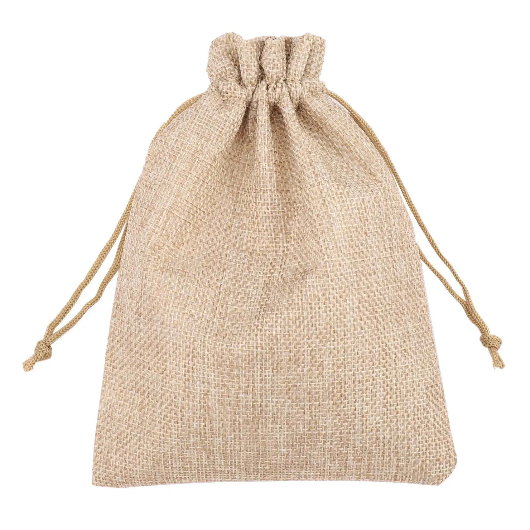 

AA49 200Pcs Burlap Packing Pouches Drawstring Bags 13X18cm Gift Bag Jute Packing Storage Linen Jewelry Pouches Sacks