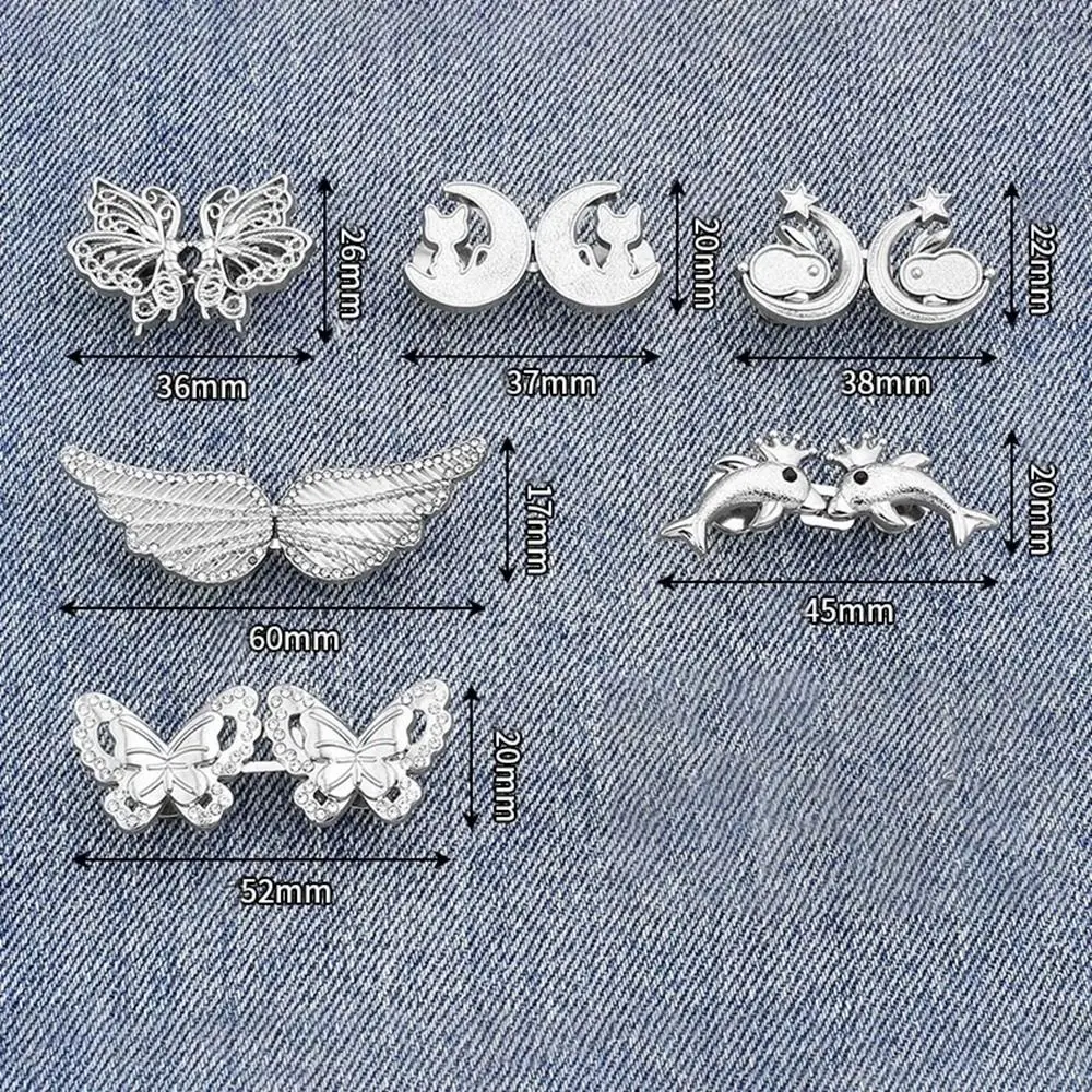 Bouton de fermeture de taille réglable pour femme, épingles en métal, clip de taille, ornements de jeans, accessoires vestisens