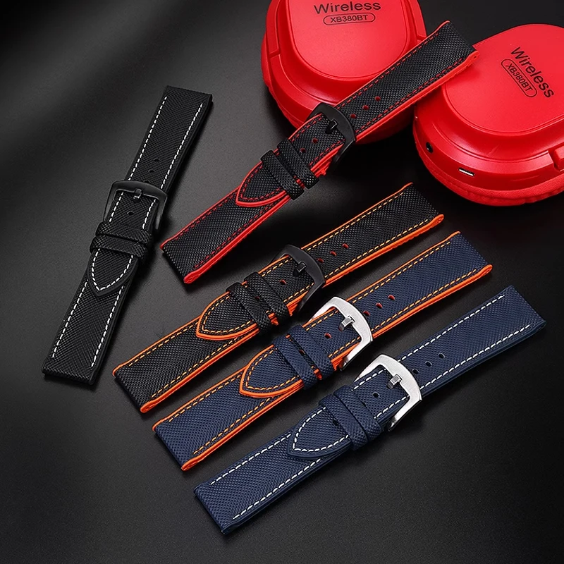 20mm 21mm 22 23 24mm Nylon Rubber Watchband For TAG Heuer F1 Racing Car Diving Strap for Breitling /Omega /Mido/Waterproof strap