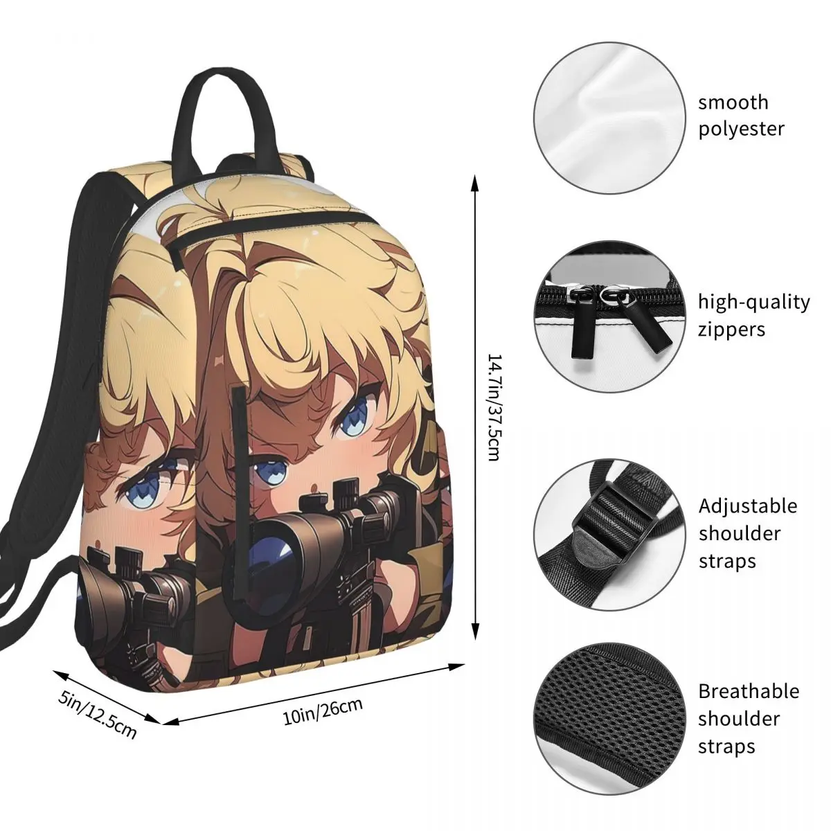 Saga Of Tanya The Evil Anime Backpack Student BookBag Children School Bag Computer Shoulder Bags Boys Girls