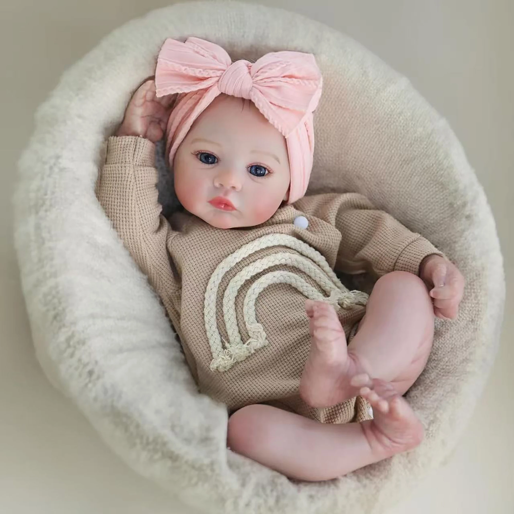 

18-Inch High-Fidelity Baby Doll 3067Meadow Washable Painted Hair Doll With Exquisite 3D Painted Veins