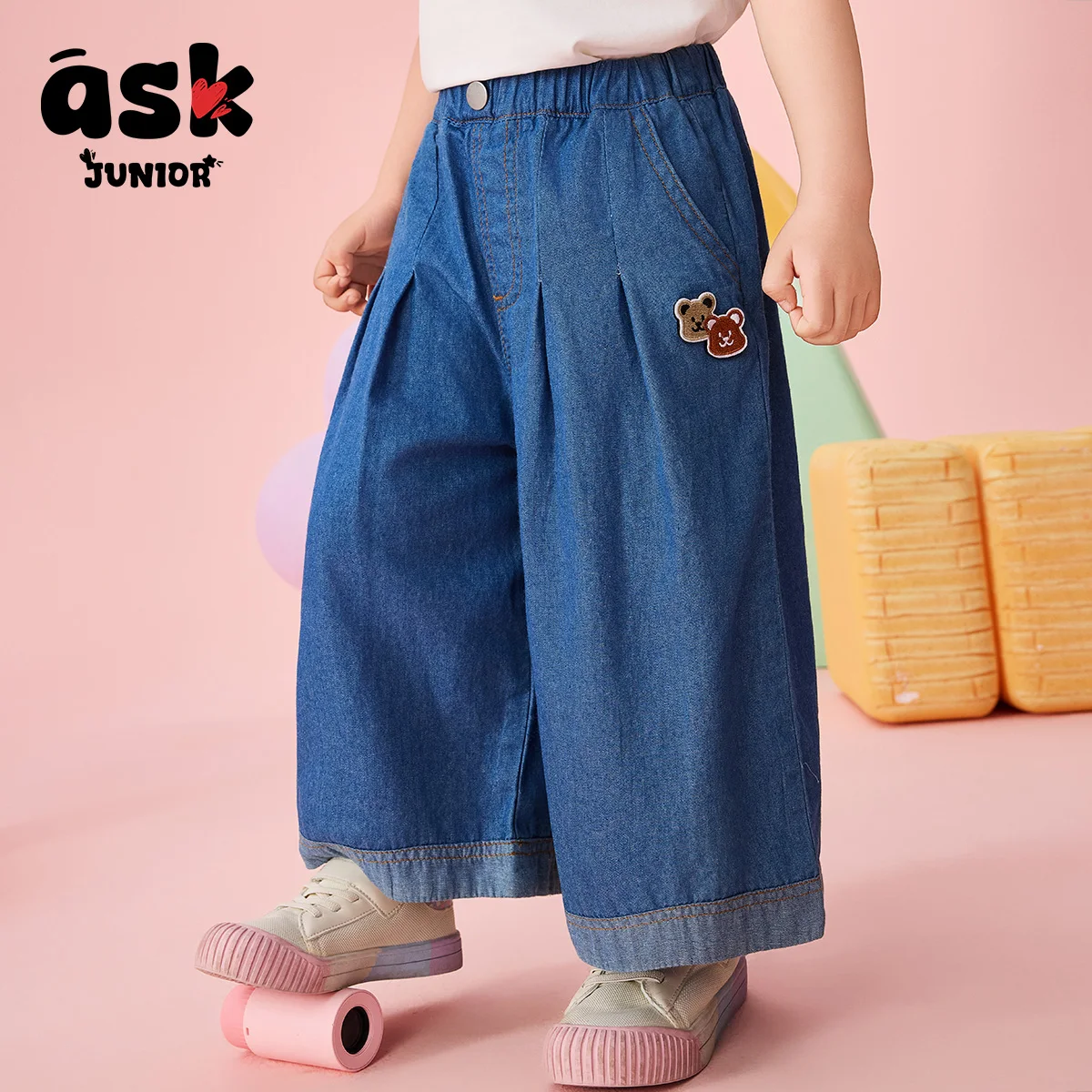 بناطيل صيفية للأطفال بناتي بناطيل مستقيمة كاجوال بطباعة دب لطيف #5