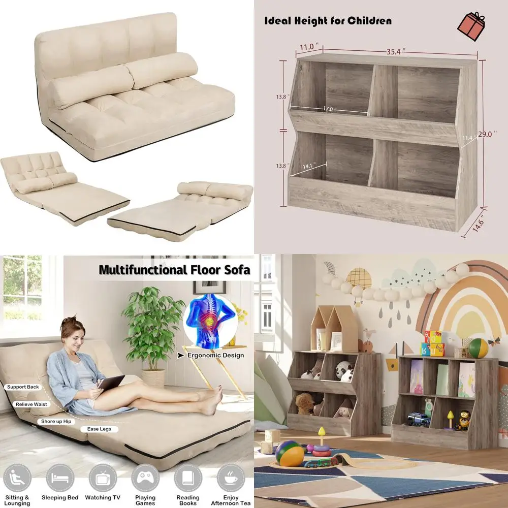 Adjustable Folding Sofa Bed with 6-Position Backrest and 2 Pillows, Convertible Futon Couch