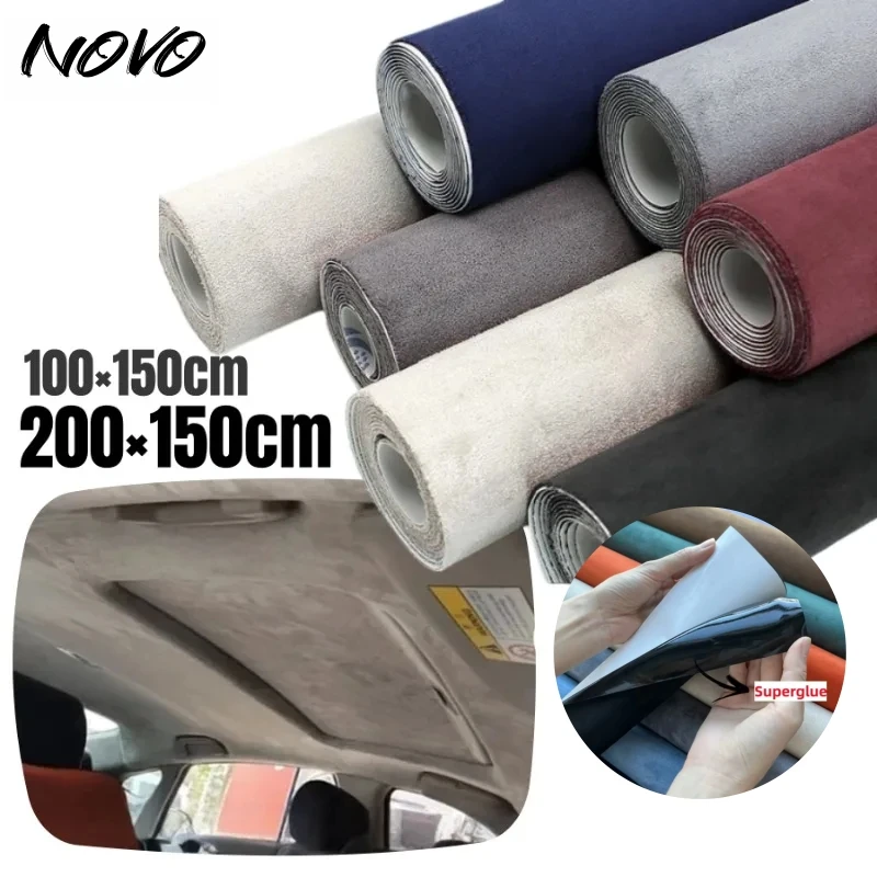 

200x150cm Premium Quality Velvet Suede Leather Fabric Car Wrap Sticker Self Adhesive Suede Cloth for Car Interior Modification