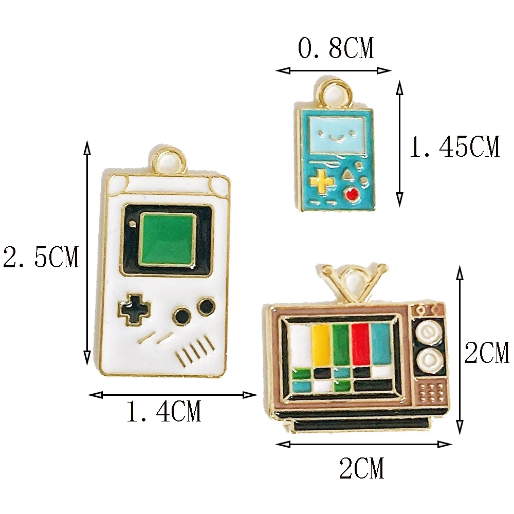 10pcs 14*25mm Cartoon Enamel Game Console TV Jewelry Craft DIY Necklace Bracelet Accessories Cute Design Girl Charm Pendant