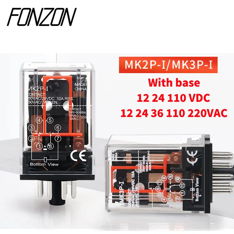 

MK2P-I MK3P-I High Power Intermediate Relay Copper Coil Silver Contact General Micro Mini Electromagnetic Relay With Basa