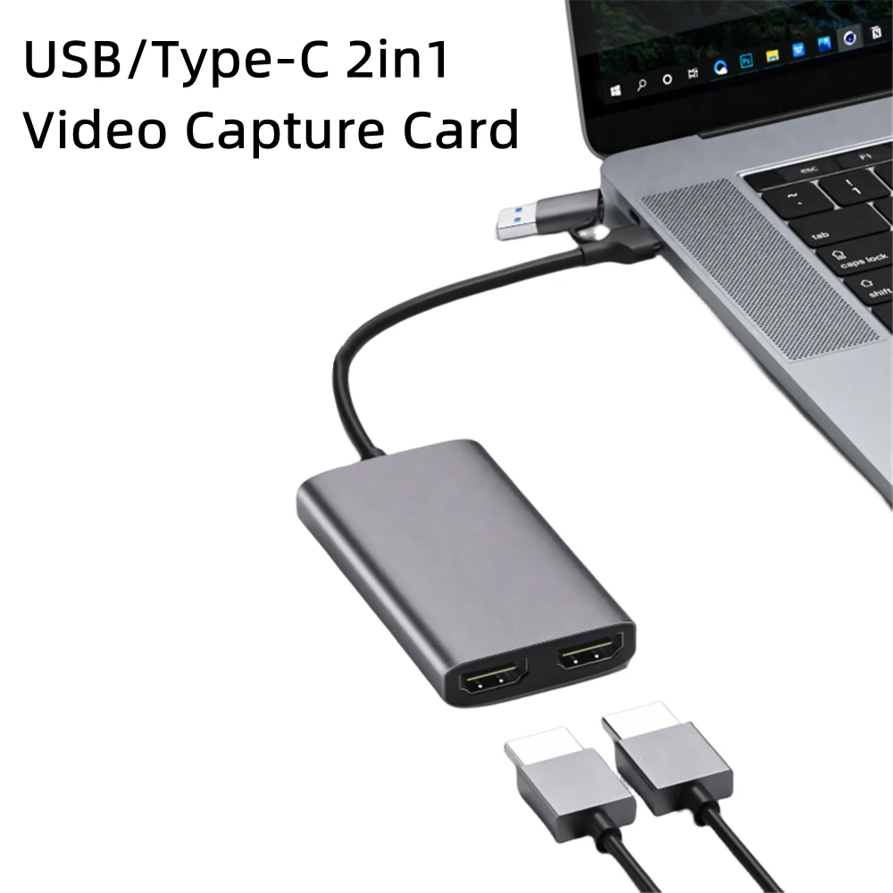 Cartão de captura de vídeo com Loop Out, 2in 1, USB, Tipo C, 4K, 60Hz, Entrada e Loopout, 1080P, Gravador para PC, Xbox, Streaming de jogos, Câmera ao vivo