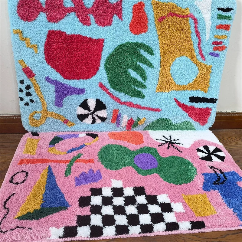 

Разноцветная подушка с абстрактным рисунком, пушистый мягкий ковер, коврик для спальни, ванной, двери, прикроватный диван, украшение для дома, противоскользящие напольные коврики