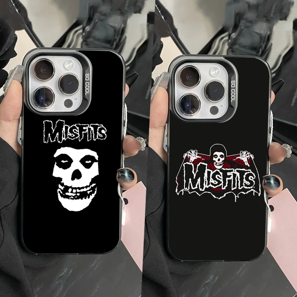 

M-Misfits Rock Band Phone Case For iPhone 16,15,14,13,12,11,Pro,Max,Plus,Mini,XS,SE Anti Fall Black Matte Hard Bumper
