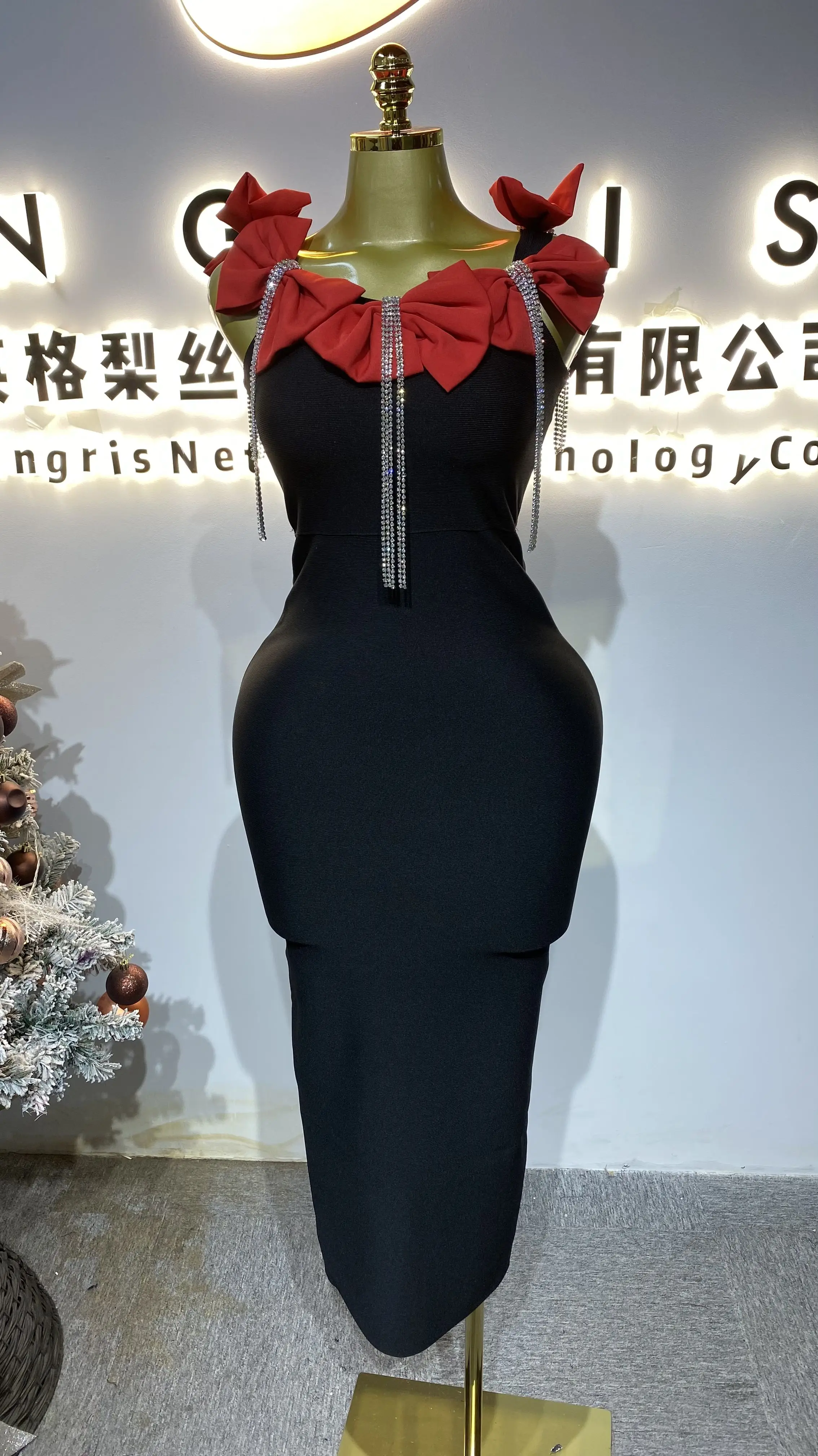 فستان بعقدة على شكل فيونكة، فستان سهرة أنيق بلون سادة للنساء، خياطة خلفية، 2025 ملابس نسائية-GZXX385 #1