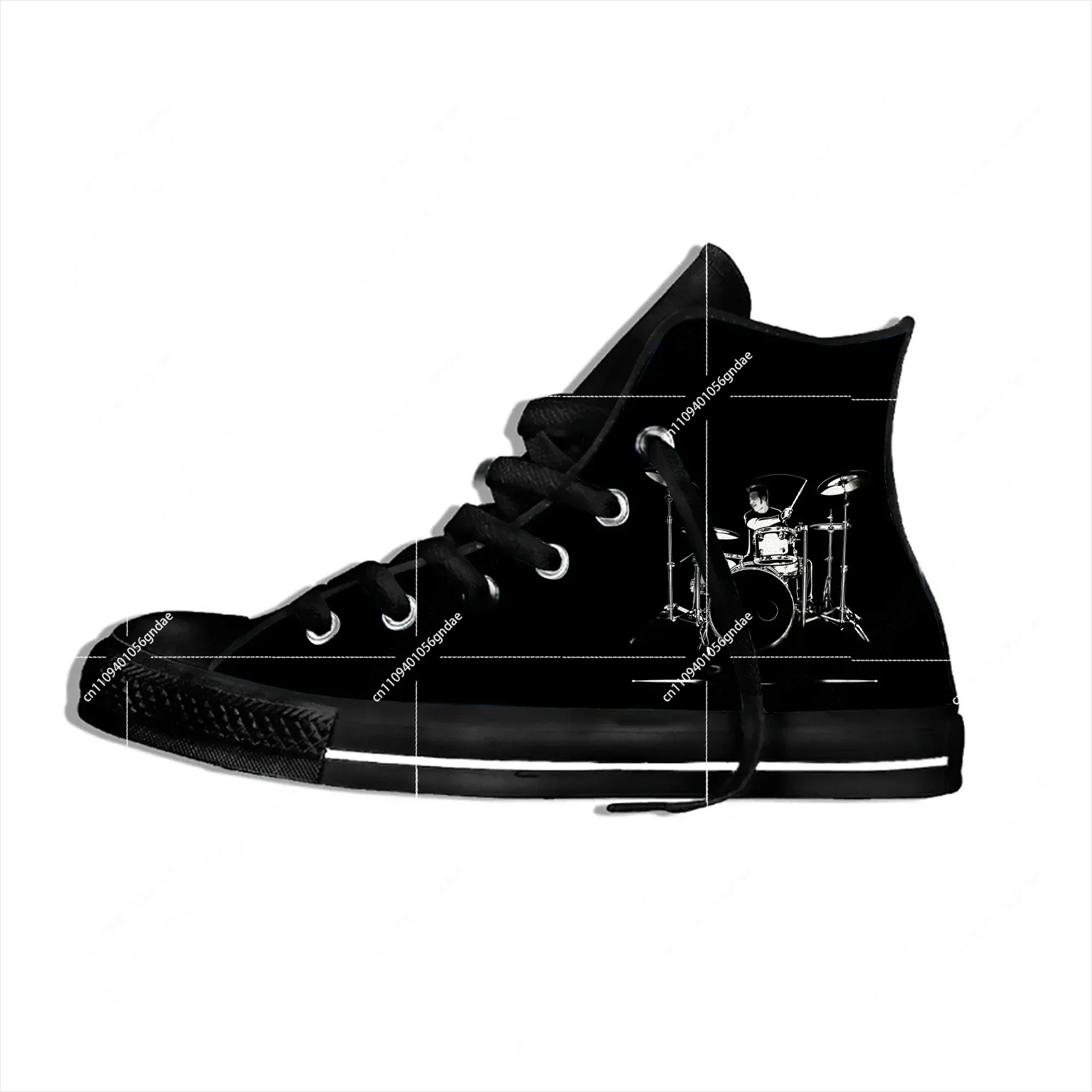 

Hot Cool Jazz Drum Kit Flame Rock Roll Music Novelty Design High Top Canvas Shoes Men Women Casual Sneakers Classic Board Shoes