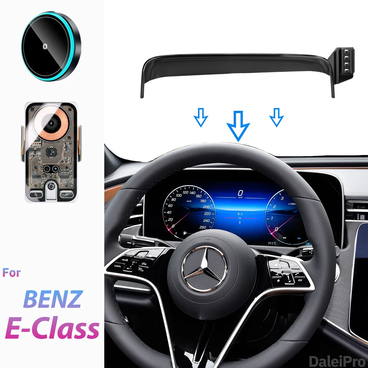 Für Mercedes E-Klasse W214 2024-2026 Auto-Handyhalterung Bildschirm-Fixierclip Kabelloses Ladegerät Maßgefertigte Handy-Bildschirmhalterung – Detail 1