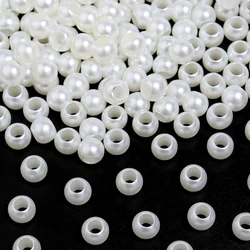 30-200pcs 8 10 12 16mm ABS Imitation Pearl Big Hole Beads Plastic Acrylic Spacer Bead For Jewelry Making Diy Bracelet Necklace