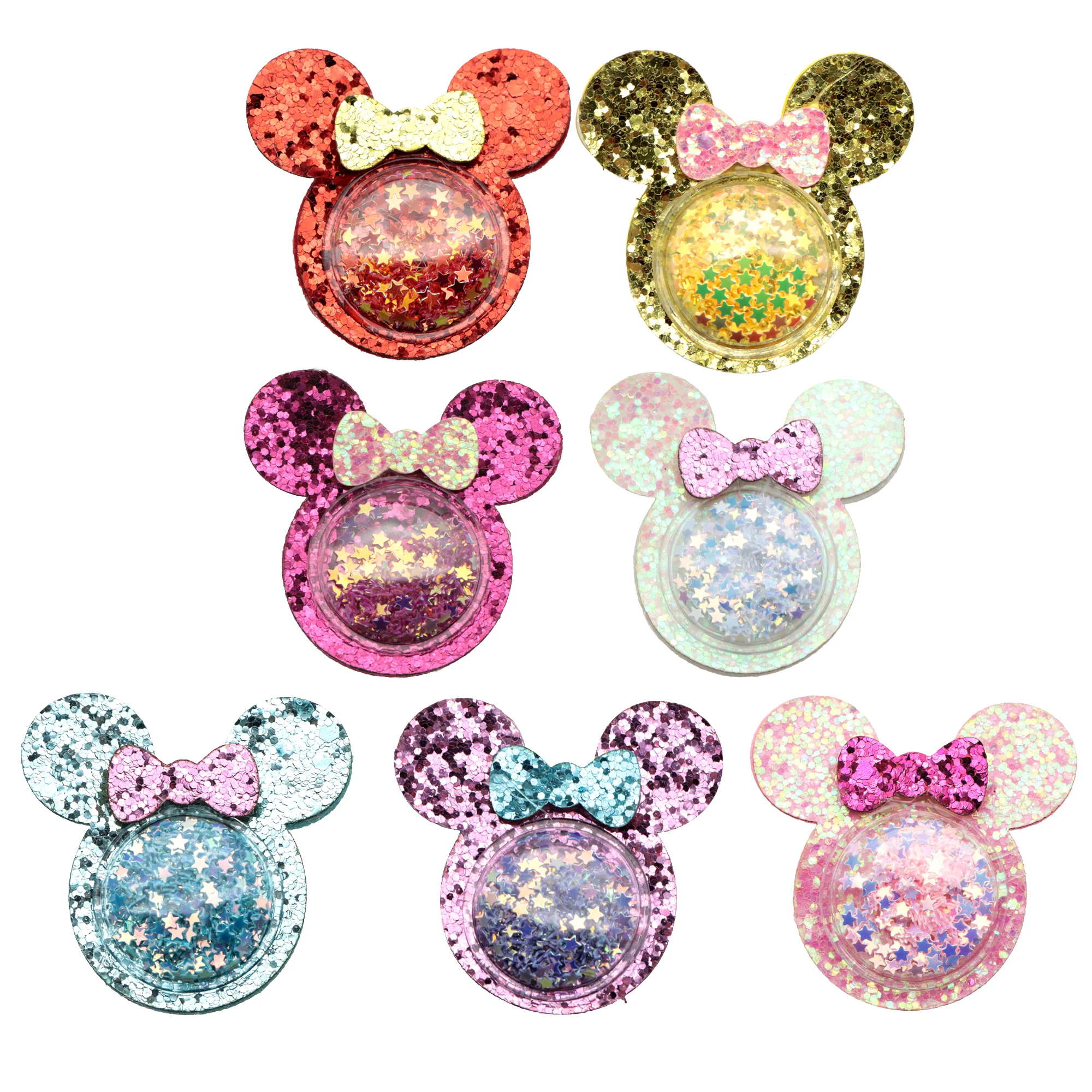 Mouse Cartoon Quicksand paillettes acrilico planare Resin shaker fai da te Bow-knot Crafts Home Craft Phone Case decorazione della casa, 1 yc17019