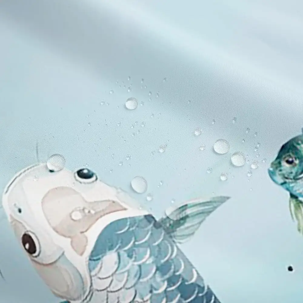 Waterproof Ocean Marine Life Shower Curtain Blue Undersea Tropical Fish Coral Deep Sea Pattern Bathroom Shower Liner Decorative