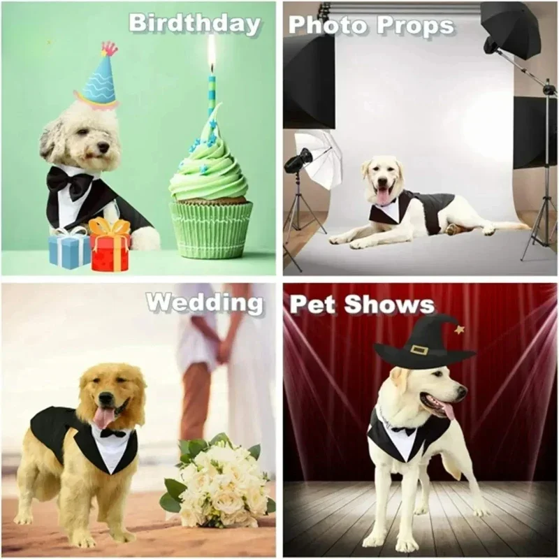 Cotton Large Dog Costume Detachable Two Pieces Dog Wedding Costume Clothes Black Suit Dress Autumn Large Breeds Pet Products