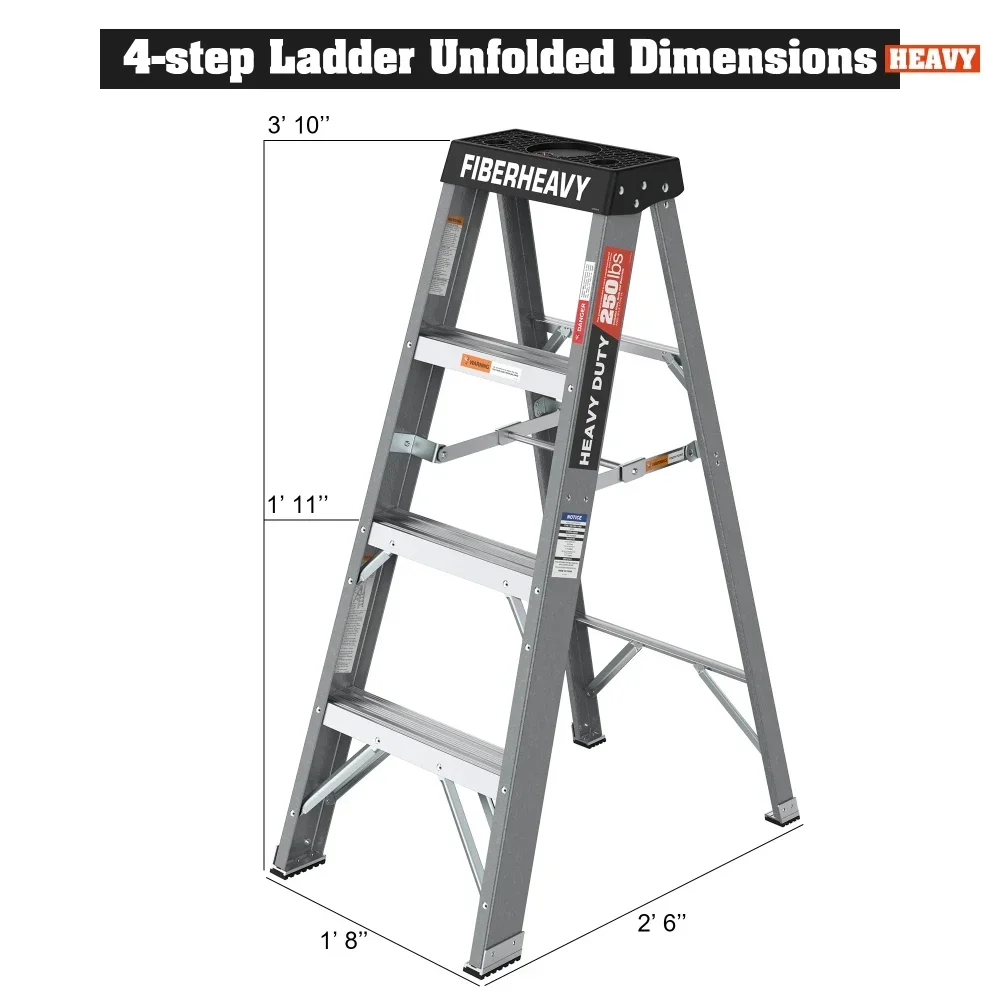 

Fiberglass step ladder 4 steps 250lbs