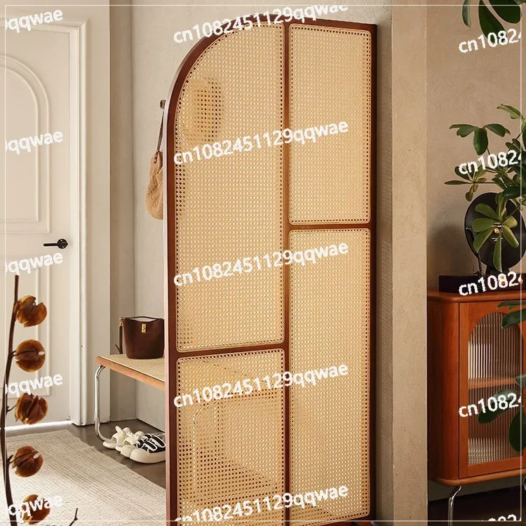 Wood rattan screen partition porch entrance front door living room bedroom bed shading Japanese movable