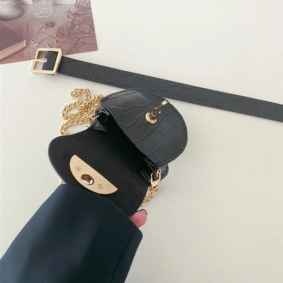 Simple Fashion Women PU Leather Waist Pack Mini Small Belt Bag Women Waist Belt Bag Fanny Packs Waist Pouch Phone Bag