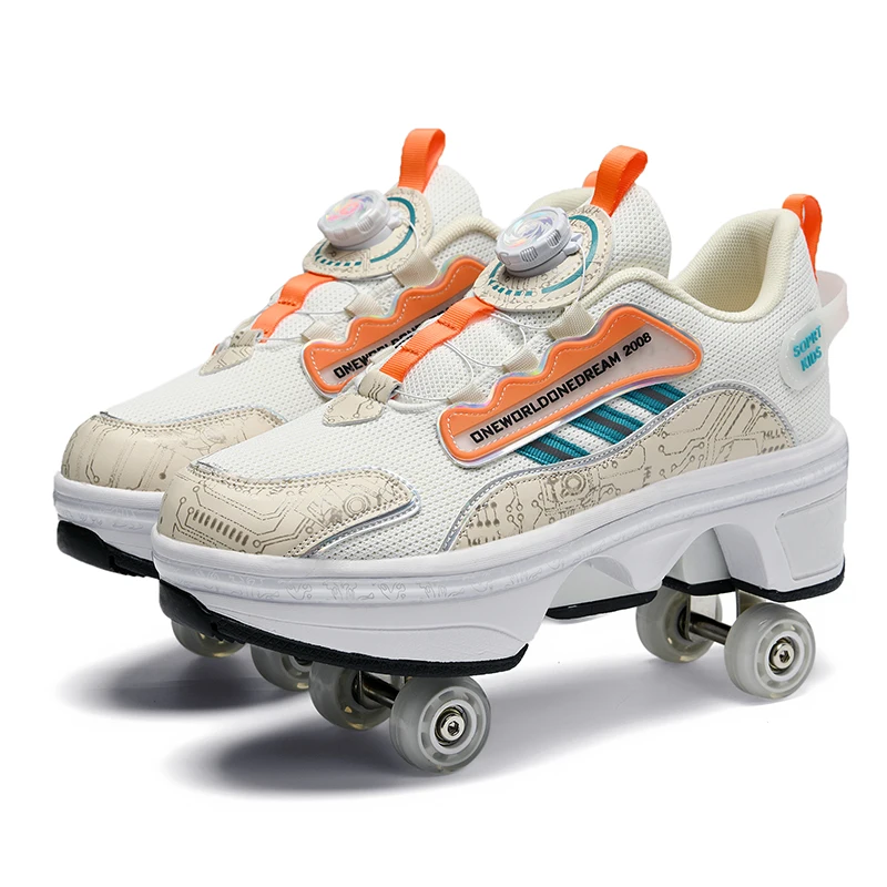 2026 New Double-Row Four-Wheel Roller Skating Shoes Dual-Use Roller Shoes Men Women Sneakers Sport Dog Walking Training Running