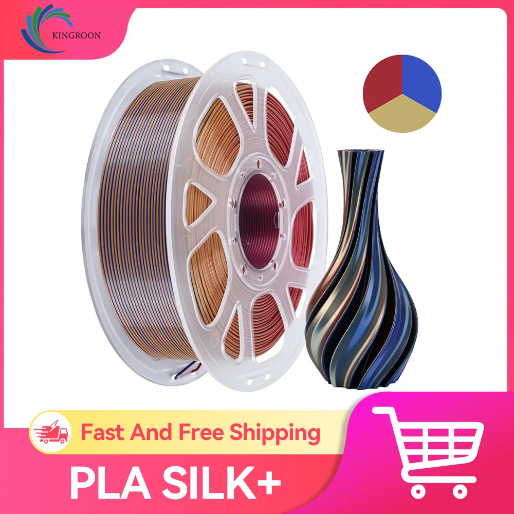 KINGROON PLA Silk+ 3D Filament 1.75mm For Silk Multicolor PLA Filament 1KG , 3d Drucker Filament  Beginner Friendly