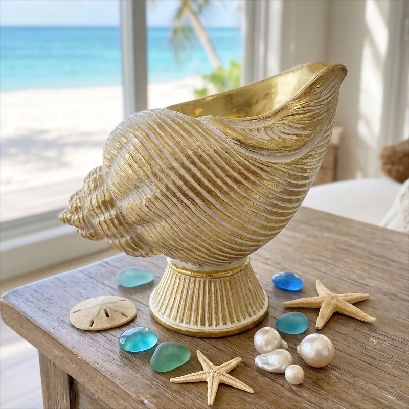Storage of Conch Ornaments, Scallop Shaped Resin Crafts, Home Decoration, Living Room Foyer, Desktop Office Sculptures