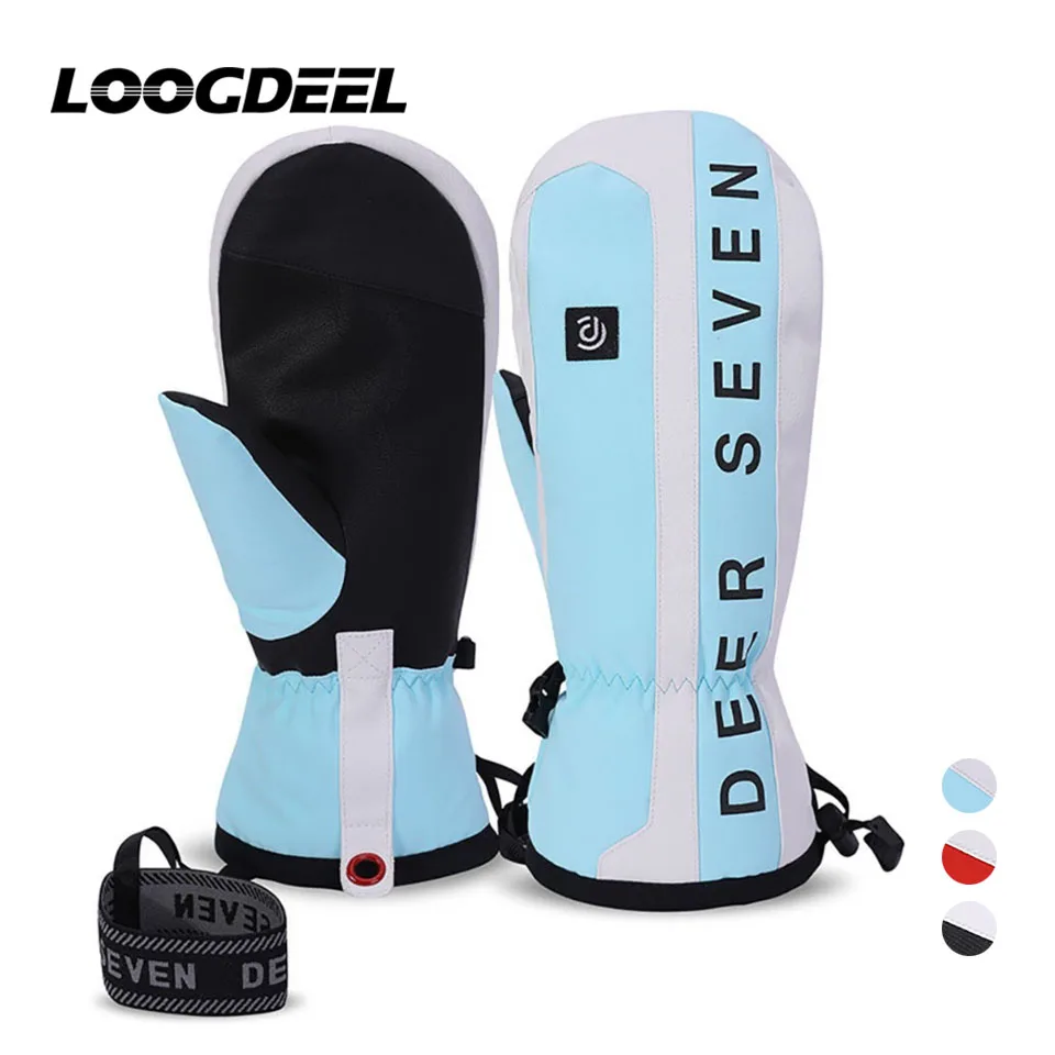 

LOOGDEEL Ski Gloves Winter Windproof Snowboard Snow Skiing Warm Gloves Waterproof Touch Screen Non-slip Cycling Running Mittens