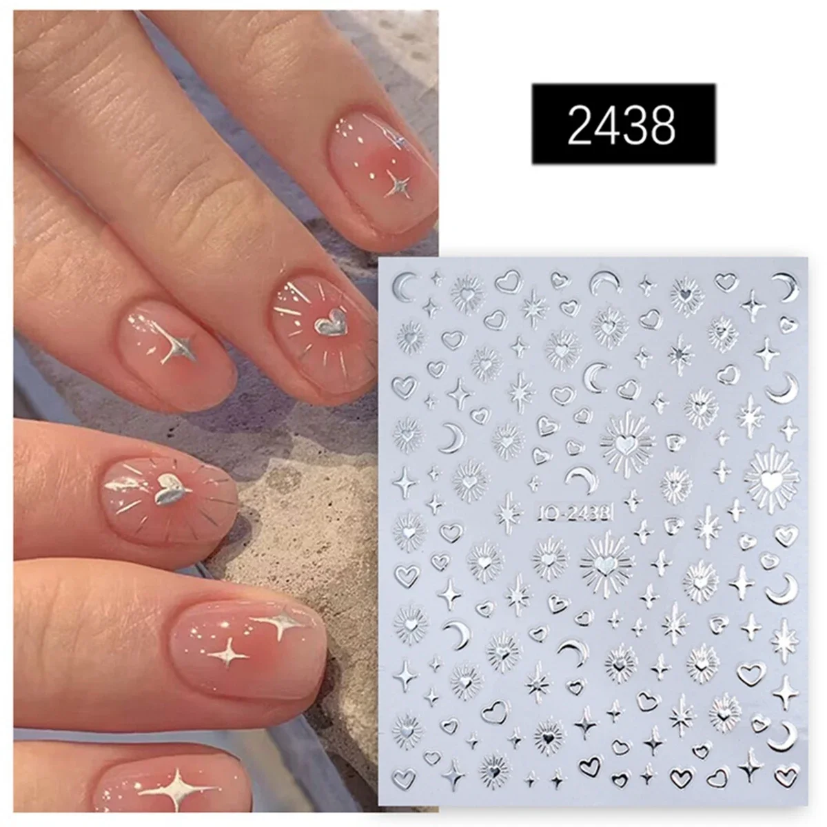 Boheemse Thema Nail Art Stickers Hot Stamping Star Moon Patroon en Hartvorm Ontwerp Nageldecoratie Decals