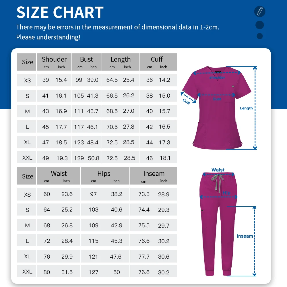 Uniformi mediche Uomo Unisex Tute chirurgiche ospedaliere Clinica odontoiatrica Medico Scrub Uniformi Lab Abbigliamento da lavoro Abbigliamento Accessori per infermiere