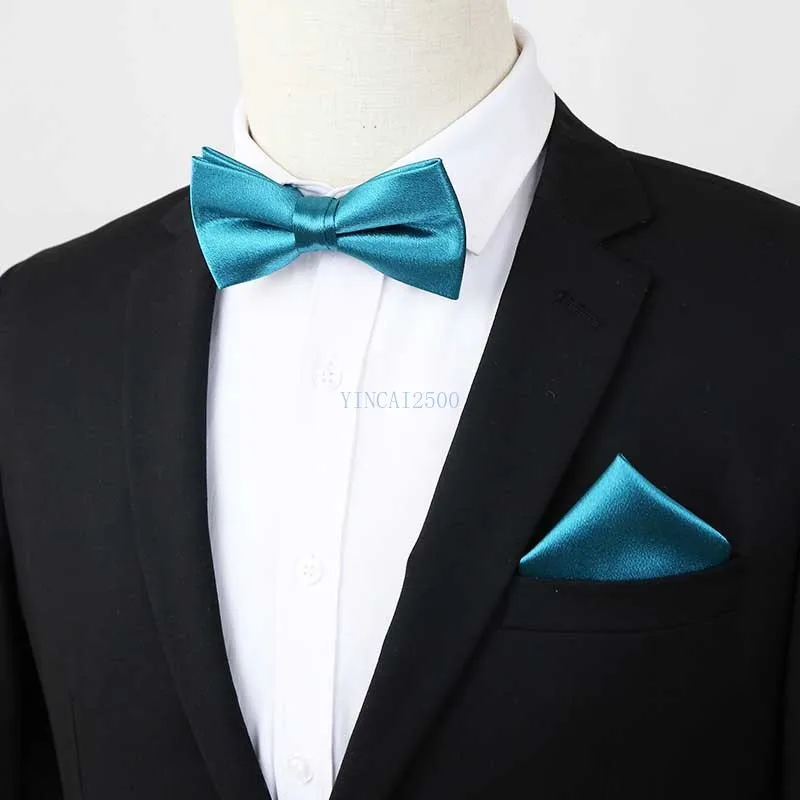 Mens Bowtie Handkerchief Pocket Squares Butterfly 2Pcs Set Bowknot Bow tie school Luxury Christmas Casual MJ640