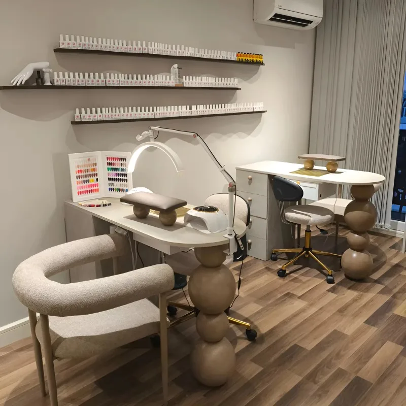 Modern custom salon furniture-style nail care nail station, white beauty salon single nail table