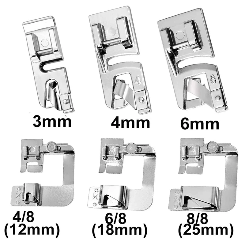 6 szt. Stopka dociskowa zestaw do wąskich stóp z zawijaniem do wszystkich maszyn do szycia brata Janome z niskim trzonkiem