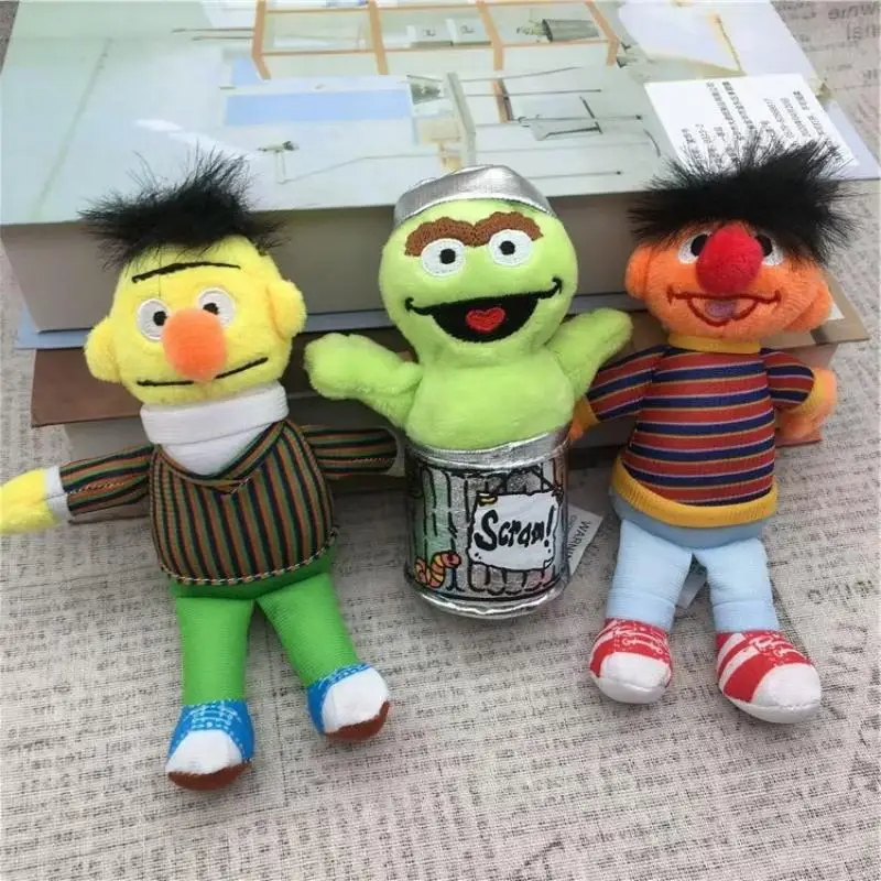 Enlightenment Cartoon Plush Keychain Cute ELMO Cookie Monster SchoolBag Pendant Big Bird Soft Stuff Accessories For kid's Gift
