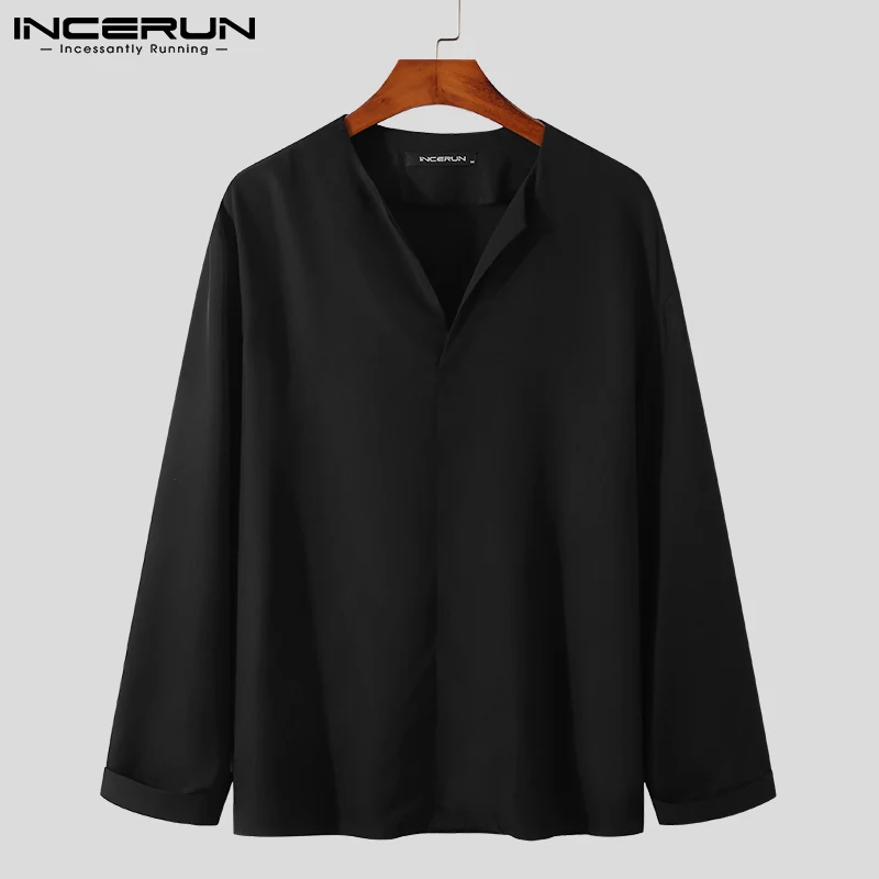 INCERUN Tops 2024 Casual Men\'s Spring Blouse Handsome Male Thin long-sleeved Shirts Loose Hot Sale Fashion Stylish Blouse S-3XL