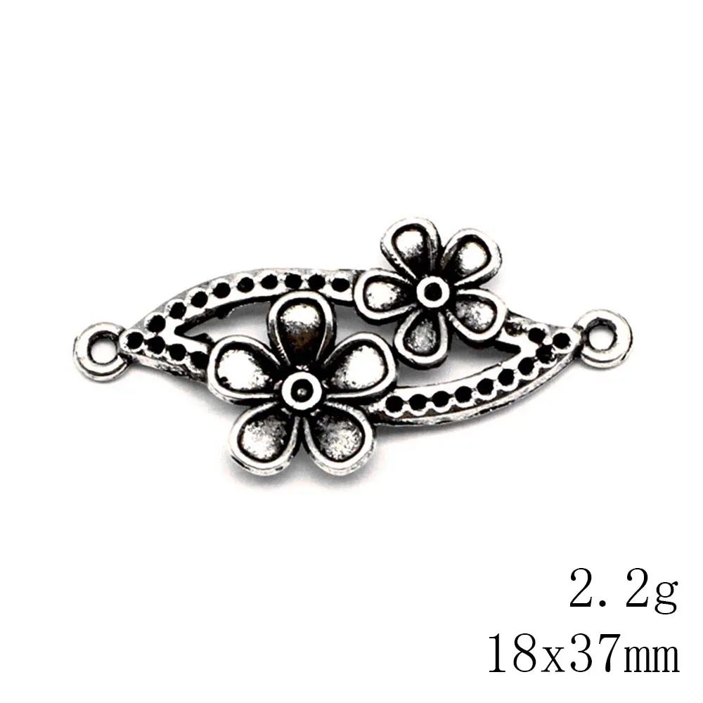 5 stücke 18x37mm Blumen verbinder Schmuck herstellung Anhänger Handwerk Schmuck herstellung liefert antike silberne Farbe