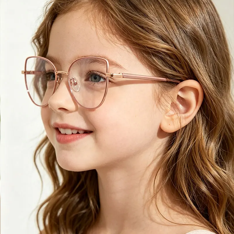 Girls Glasses Frame Children Anti Blue Light Computer Glasses 122mm Customized Prescription 3-10 Years -0.5 -0.75 -1.0 -1.5 -2.0