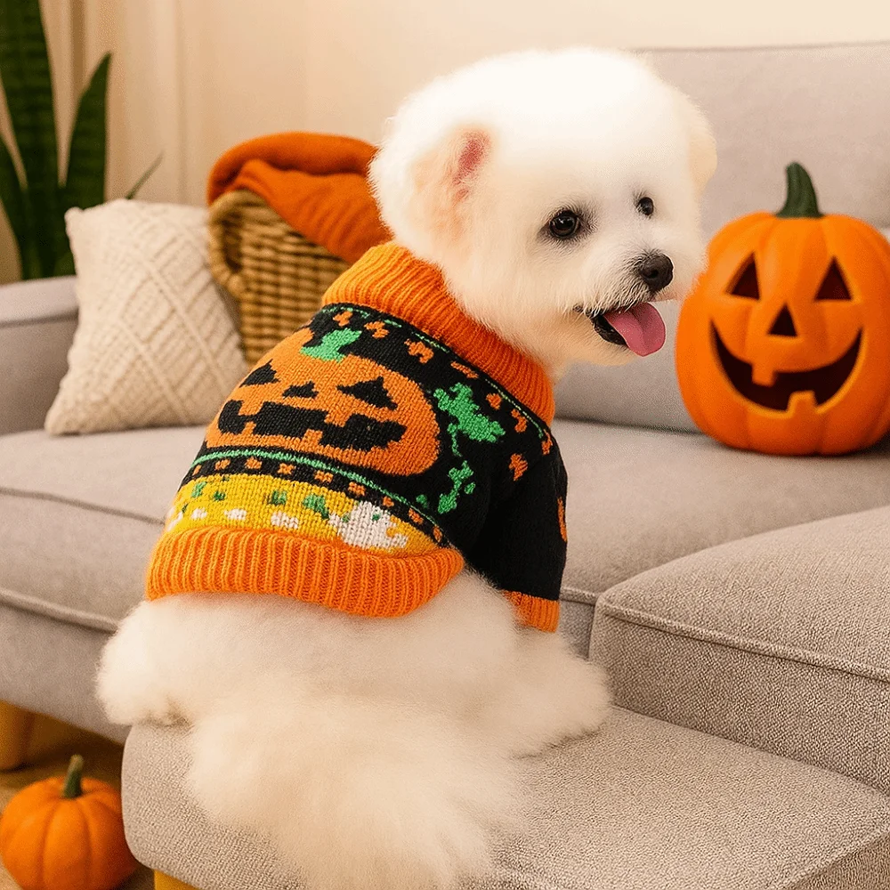 Turtleneck Design Halloween Dog Sweater Warm Pumpkin Costume Pumpkin Pet Sweater Soft Comfortable Cat Sweatershirt Small Dogs - Image 5
