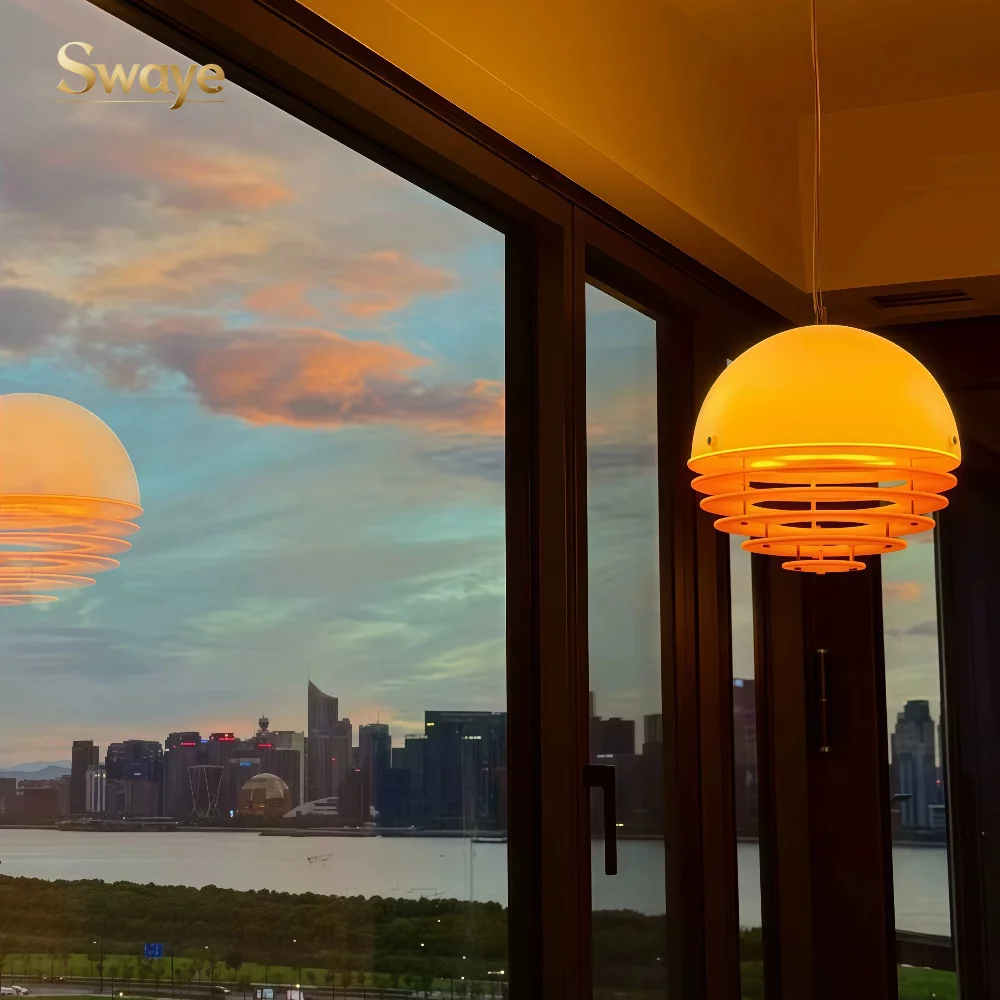 Medieval Sunset Orange LED Pendant Ceiling Light Bedroom Restaurant Bar Island Ceiling Chandelier Home Decor Indoor Luster Lumin