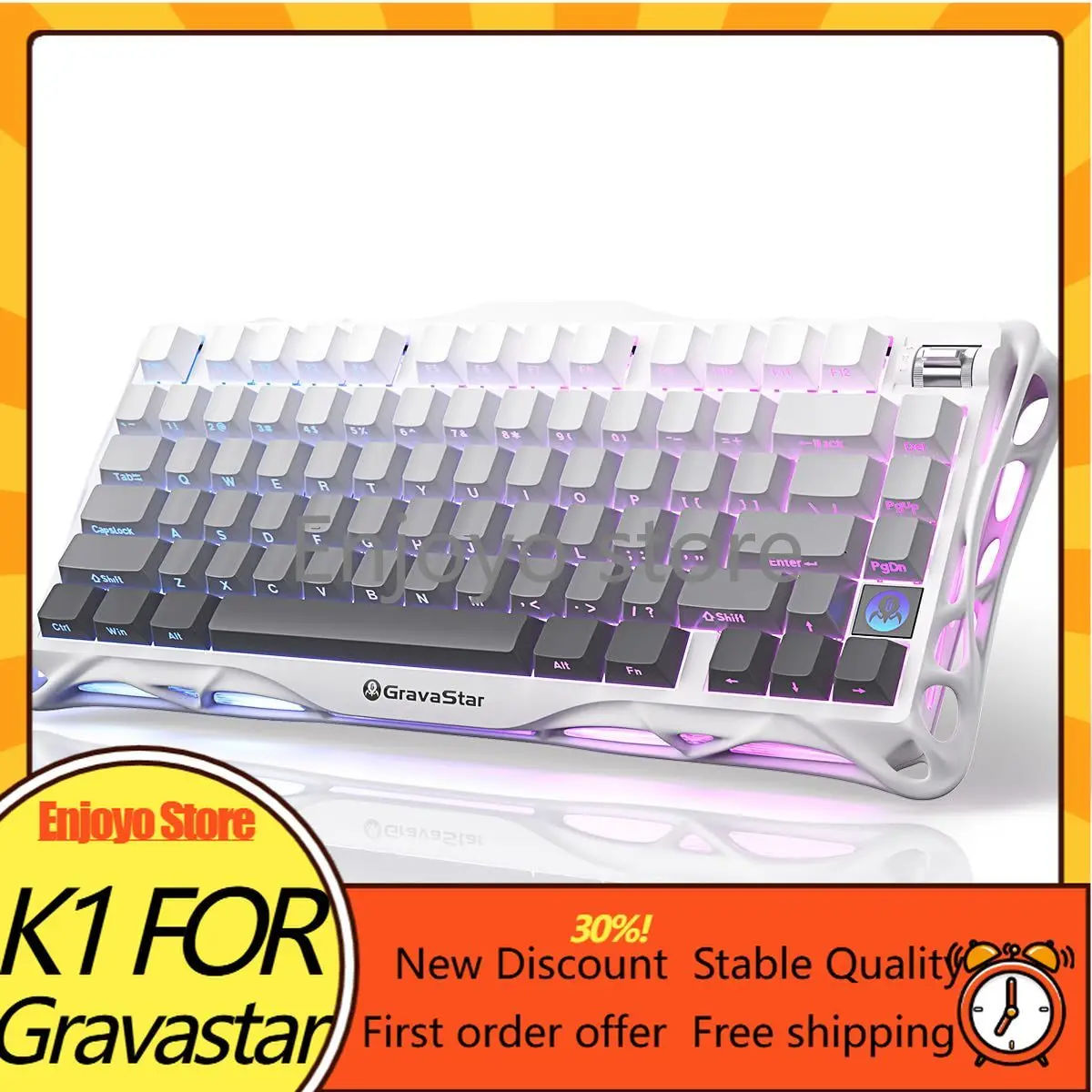 Hot New K1 for Gravastar Wireless Mechanical Keyboard Hot Swappable Keyboard PAW3395 Tri-Mode RGB Esports Combo for PC Gamer