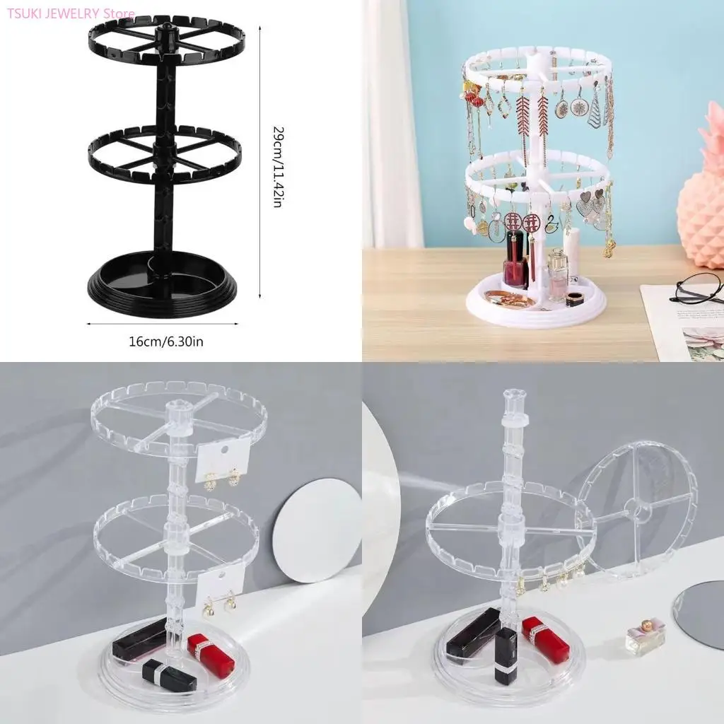 

62KE ROWATING JEWLERY Три слоя серьги Display Stand Jewellery Rack