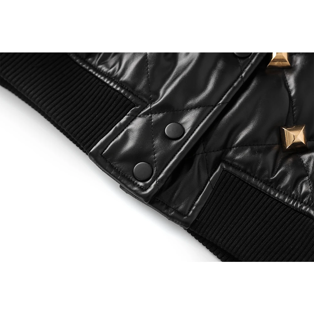 Nuove belle donne moto pesante rivetto nero PuLeather High Street capispalla giacche cappotti scozzesi