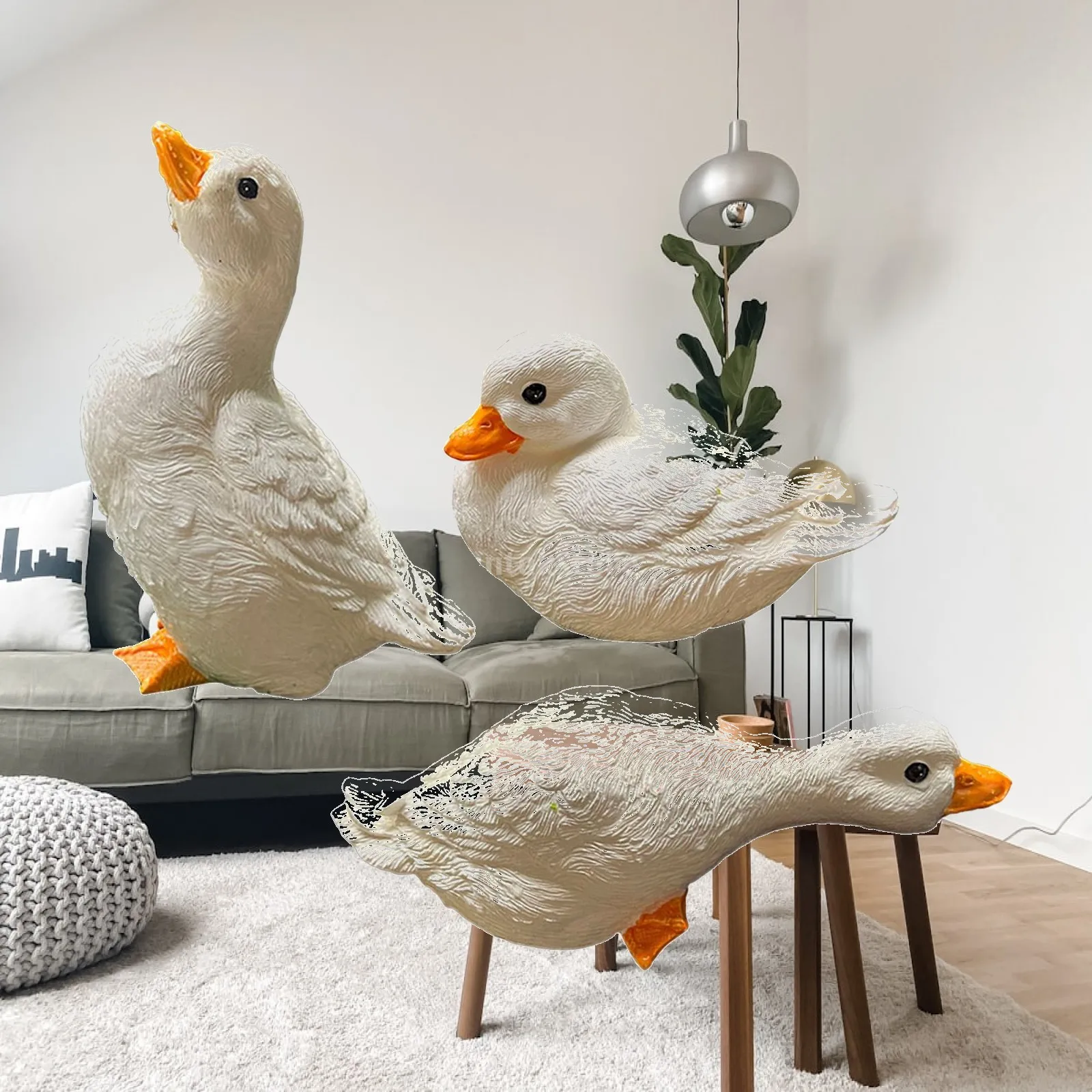 3Pcs Resin Statues Garden Decor Desktop Ornaments Duck Statues Home Decor for Bookshelf Landscape Outside Outdoors Fish Tank