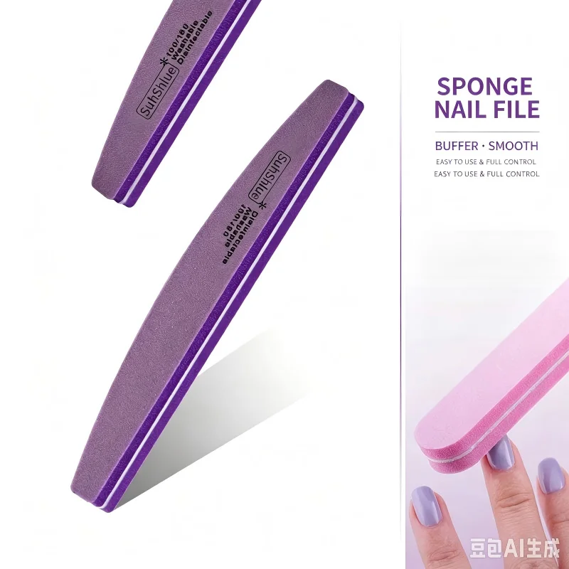 1/5/10 PCS Nail Tools Nail Rubbing and Trimming Sandbar High Elasticity Half Moon Sponge Multi Color Fashion Brushing Strip