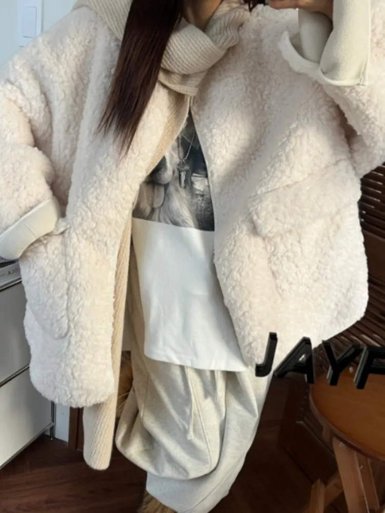 Abrigo Retro Sle Thiened de piel de oveja para mujer, invierno, nuevo doble ket, Jaet de algodón versátil, piel cálida, cuero interminado