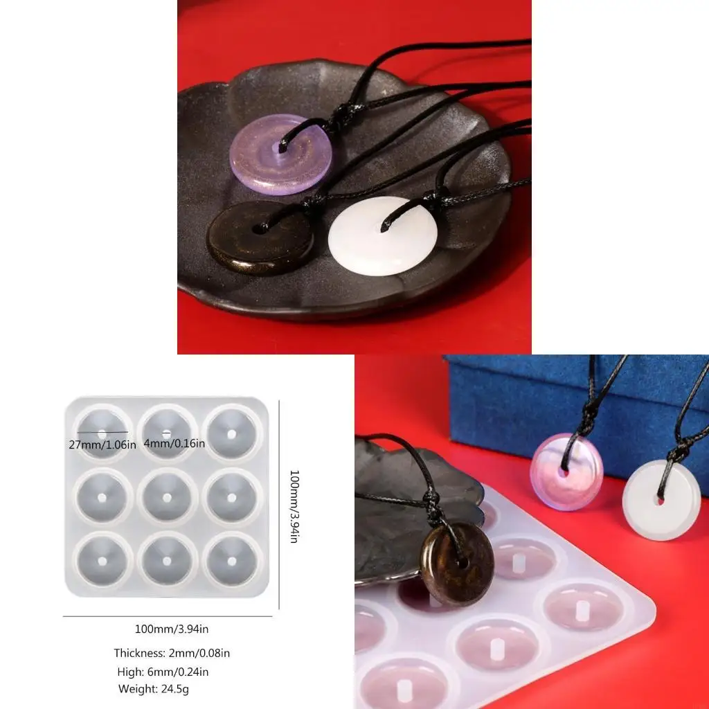 R3MC Hollow Round Silicone Molds Imitation Jade Pendant Resin Casting Mold Easy Clean