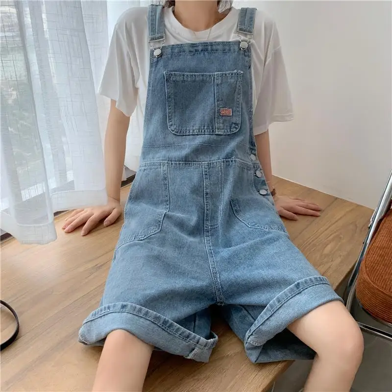 

Rompers Women Fashion Denim Button Leisure Playsuit All-match Preppy Style Vintage Ulzzang Female Clothes Chic High Waist Summer