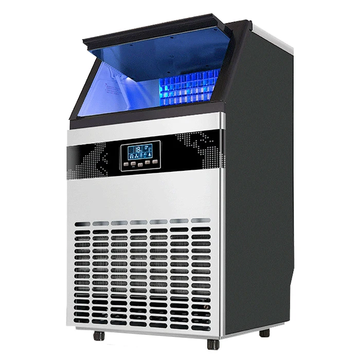 100kg Commercial Ice Maker Machine -Automatic Cube/Block Ice Making System(220V Italian Design,Energy Efficient,Stainless Steel